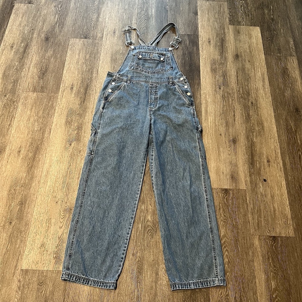 VTG 90s Y2K No Boundaries Overall Denim Carpenter Juniors Medium Blue Jeans Bib